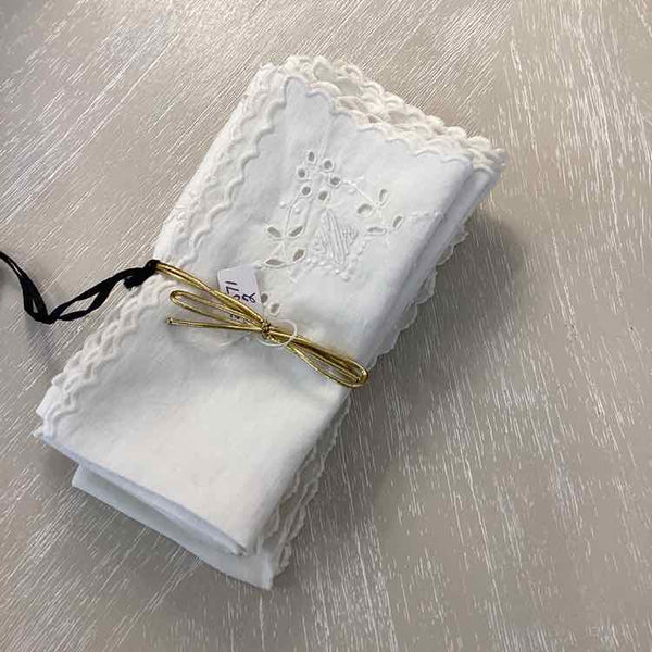 "As Is" Eight Ivory Tea Napkins