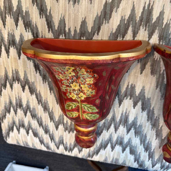 Pr. Red Ceramic Wall Pockets