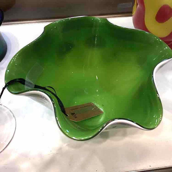 Mid Century Green And White Vase