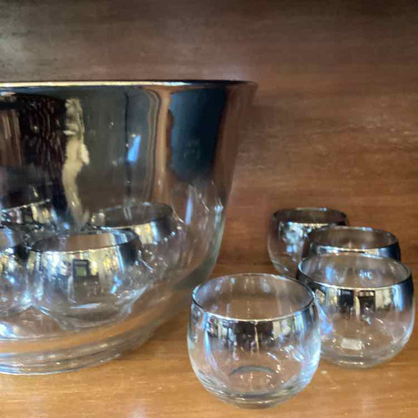 Punch Bowl With 12 Glasses And Ladle
