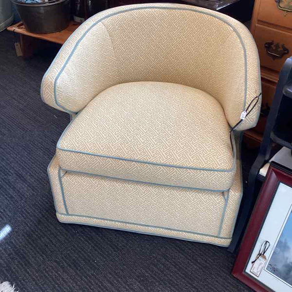 Calico Corner Greek Key Yellow Swivel Chair