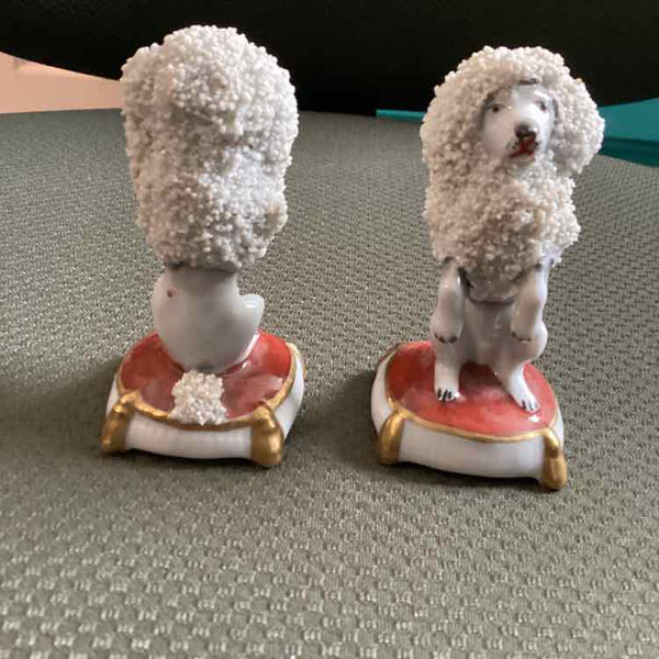 Pr. Antique German Porcelain Poodles (Chelsea)