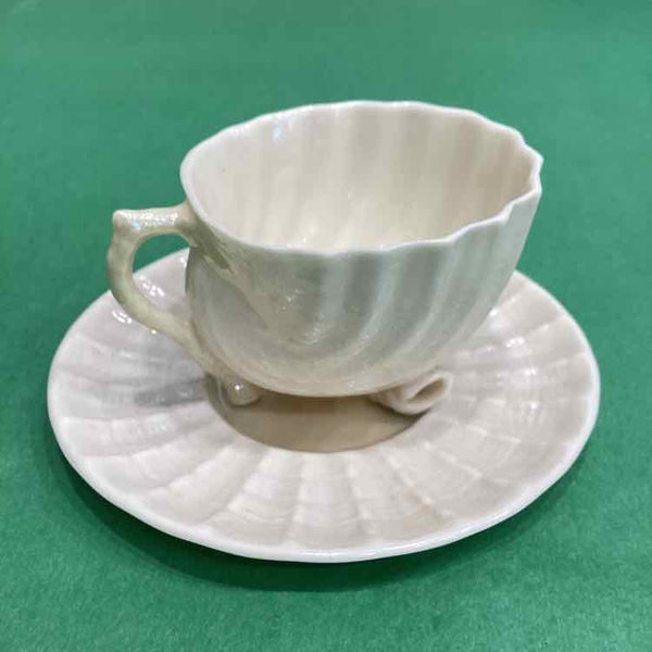 Belleek Cup,Saucer - shelled feet