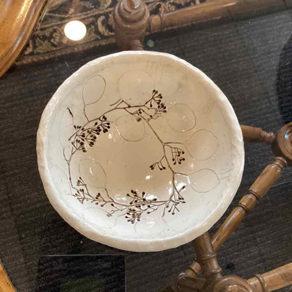 Ceramic Bowl With Floral Imprints