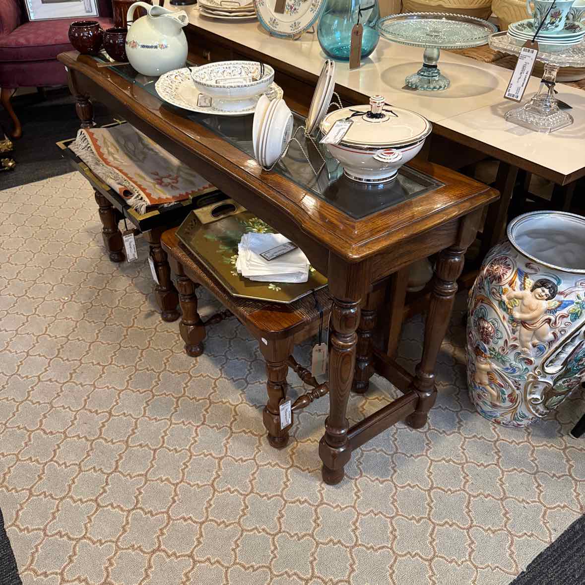 Wood And Glass Console Table