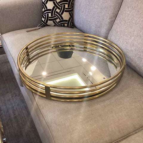 Mirrored Tray with Gold Galley Rim