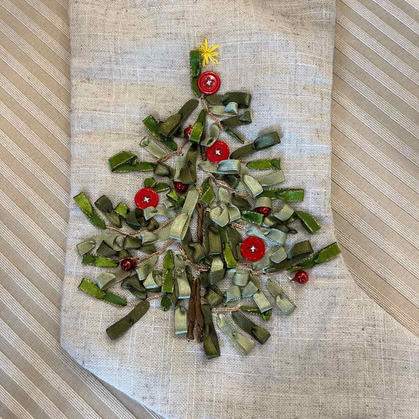 Button And Ribbon Tree Stocking