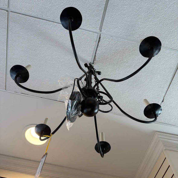 Six Light Black Metal Chandelier