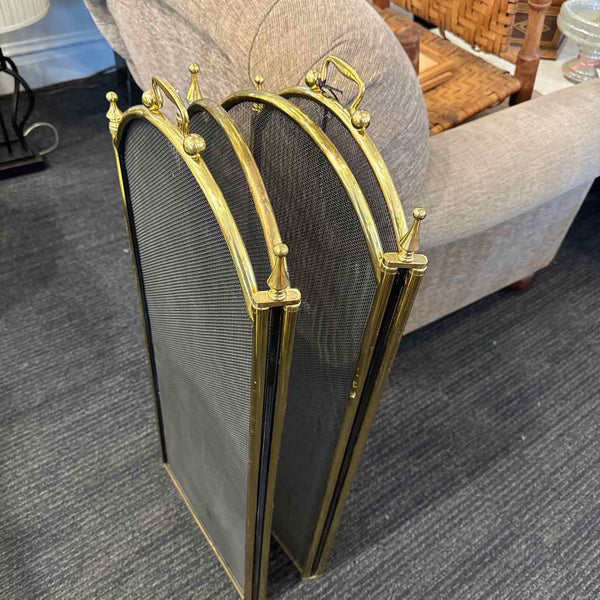 Four Panel Brass Fireplace Screen (As Is)