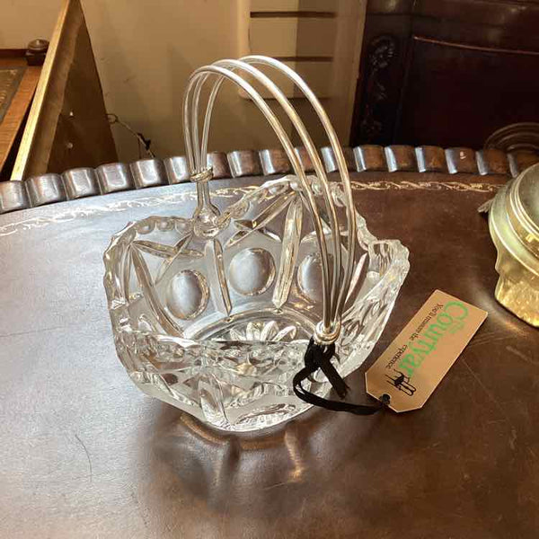 Glass Basket With Silver Handle