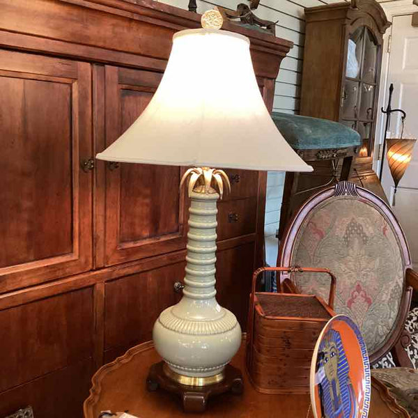 Sea Green Lamp w/Cream Shade
