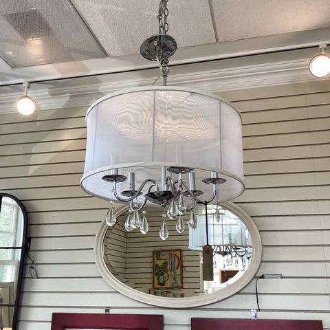 5-Lights Chandelier, Polished Chrome, Drum Shade