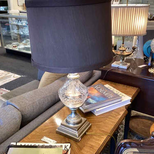 Brushed Silver Crystal Lamp w/Black Shade