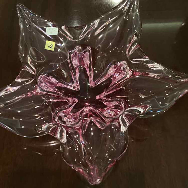 Glass Pink Flower Bowl - Bohemian Hand Made