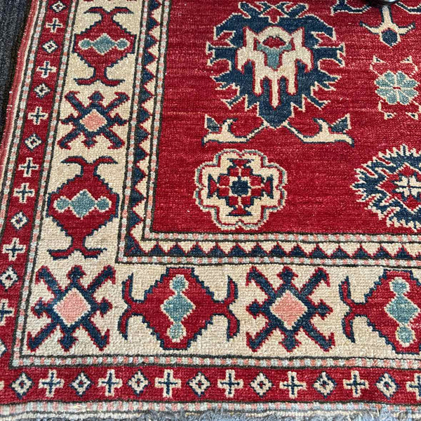 Red And Navy Tribal Rug