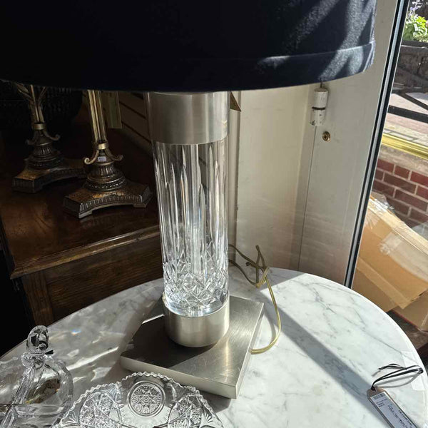 Silver Based Crystal Lamp w/Blk Shade