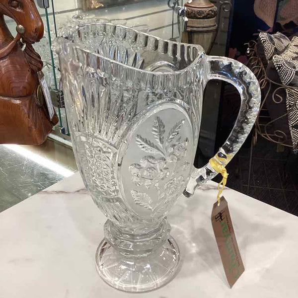 Vintage Etched Crystal Pitcher - Vine Pattern