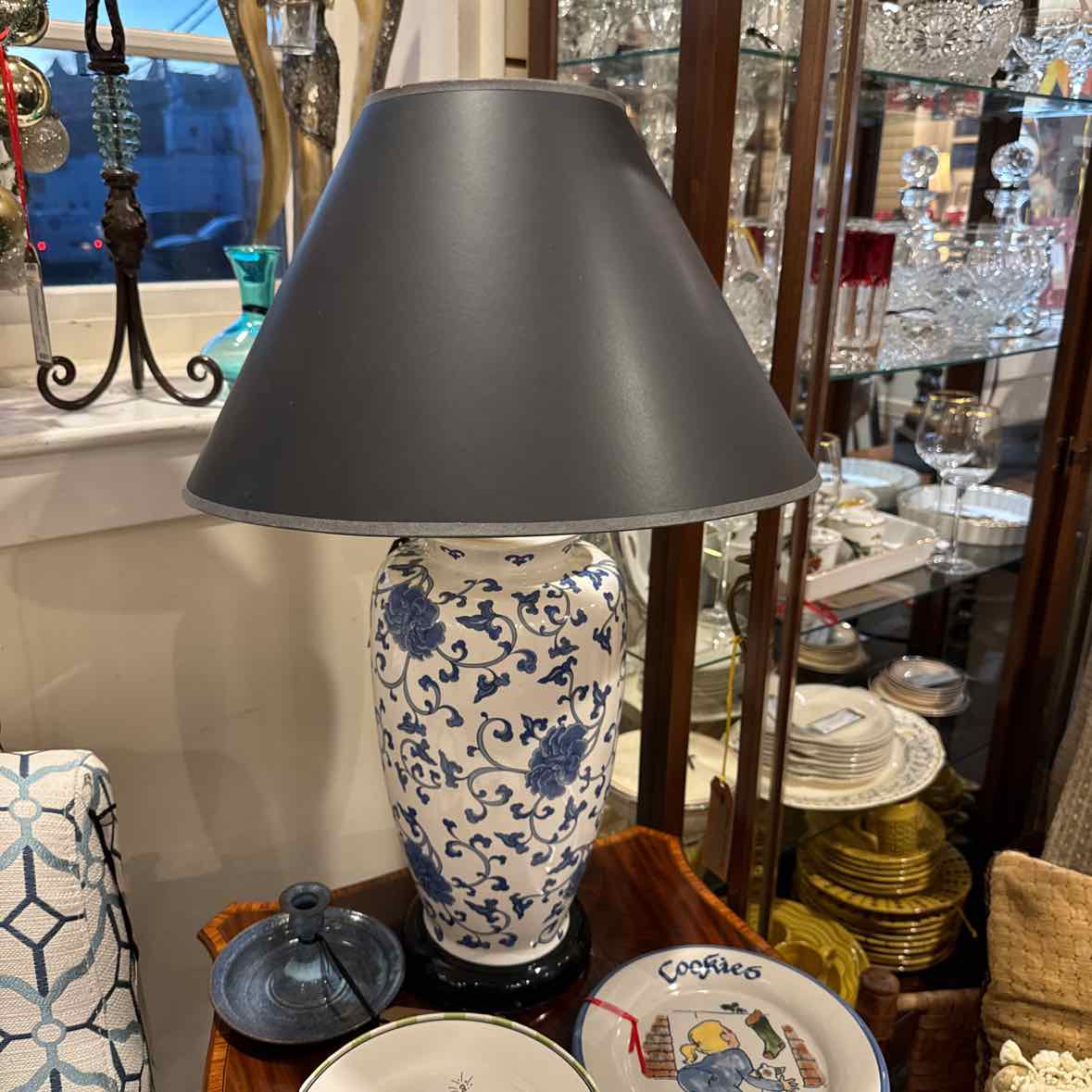 Blue/White Lamp w/ Black Shade