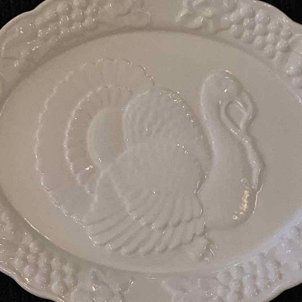 White Ceramic Platter with Turkey