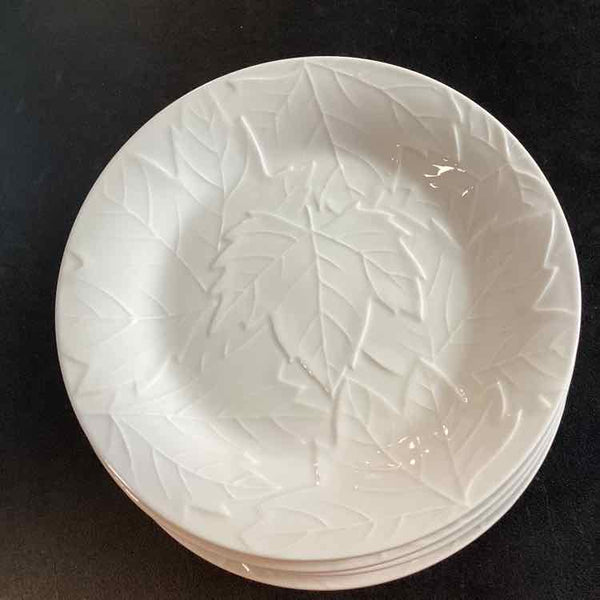 10 White Salad Plates with Leaf Design