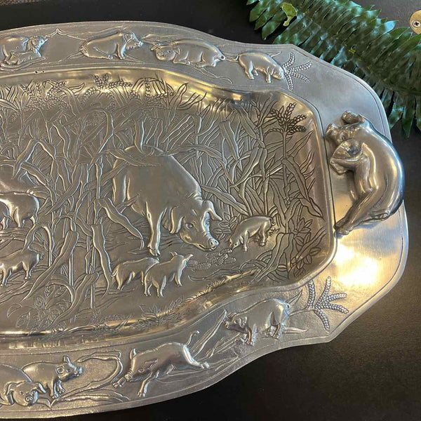Arthur Court Platter With Pigs