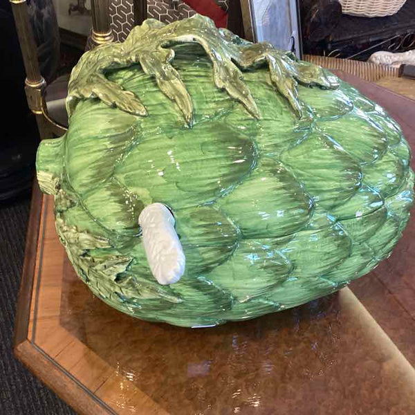 Italian Majolica Artichoke Tureen with Ladle