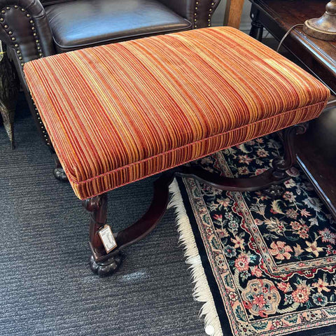 Gold & Red Striped Ottoman