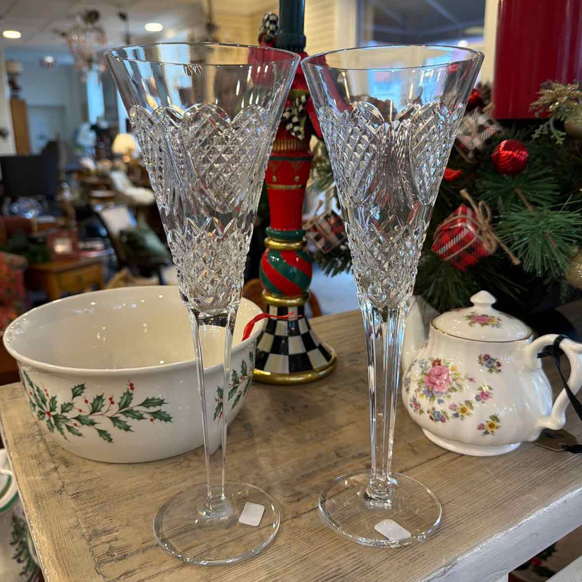 2 Waterford Champagne Glasses - Wedding Heirloom