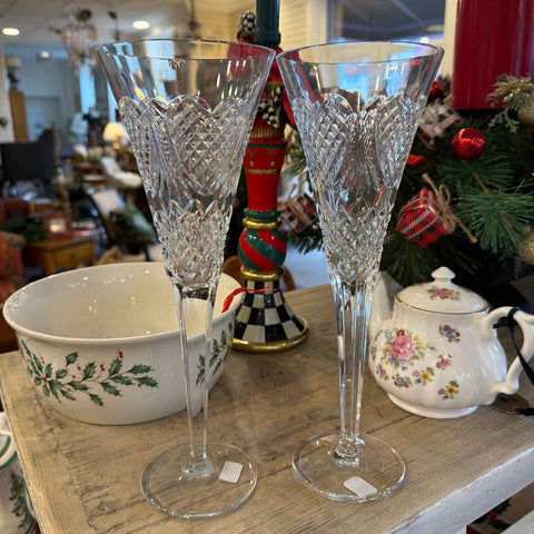 2 Waterford Champagne Glasses - Wedding Heirloom