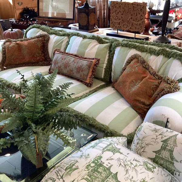 Lane Green And White Striped Sofa