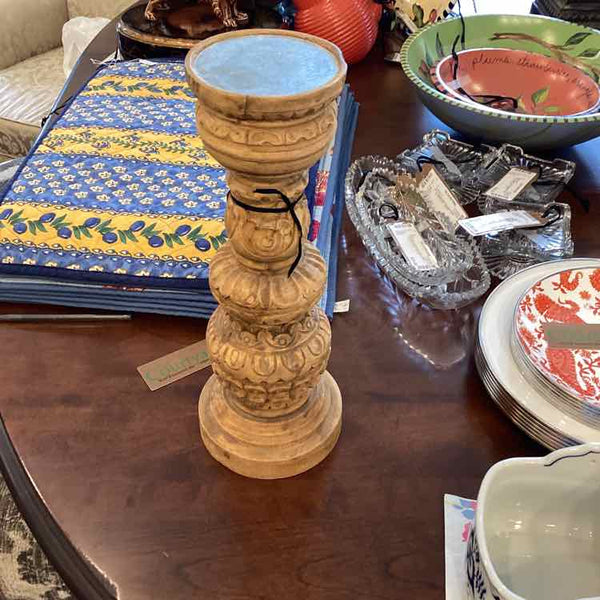 Carved Wooden Candle Holder
