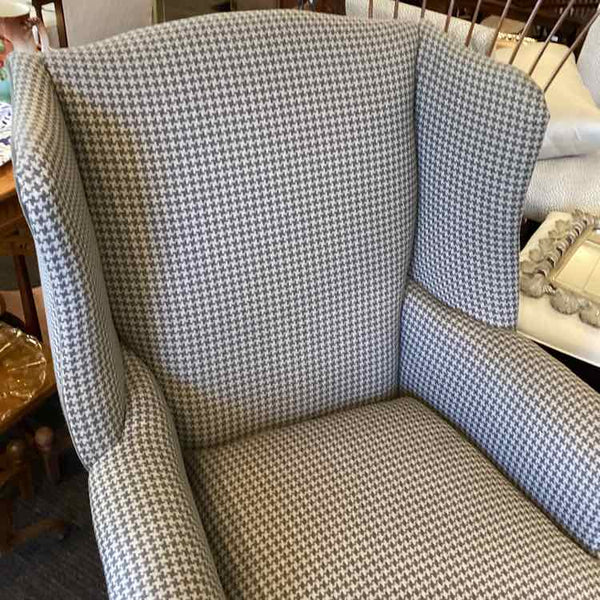 Gray Houndstooth Wing Chair