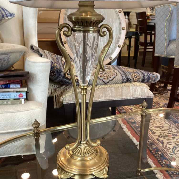 Pair Of Glass And Brass Lamps