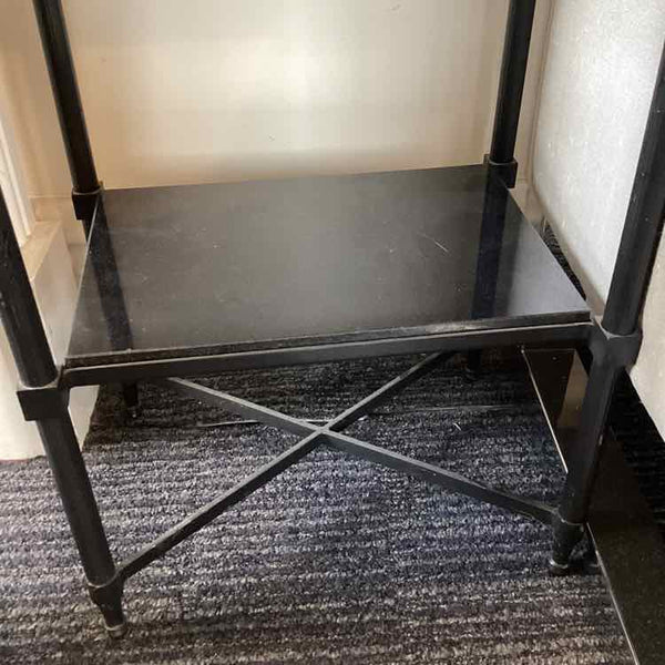 Black Metal Etagere with Granite Shelves