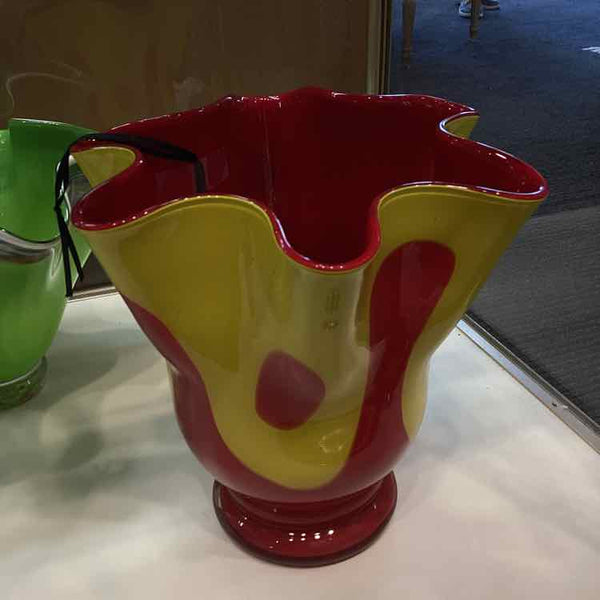 Mid Century Red And Yellow Vase