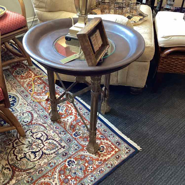 Metal & Glass Round Side Table