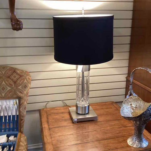 33" Silver Based Crystal Lamp w/Blk Shade