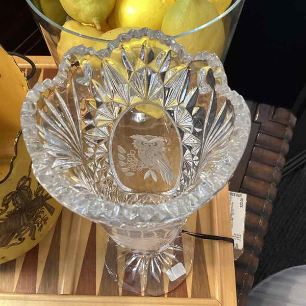 Glass Vase With Owl Etching