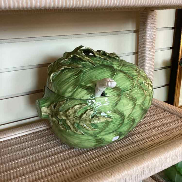 Italian Majolica Artichoke Tureen with Ladle