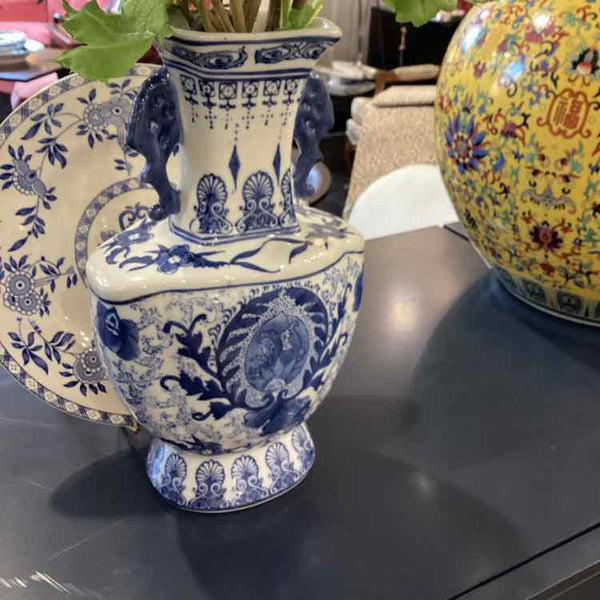 Pair Of Blue And White Chinoiserie Vases