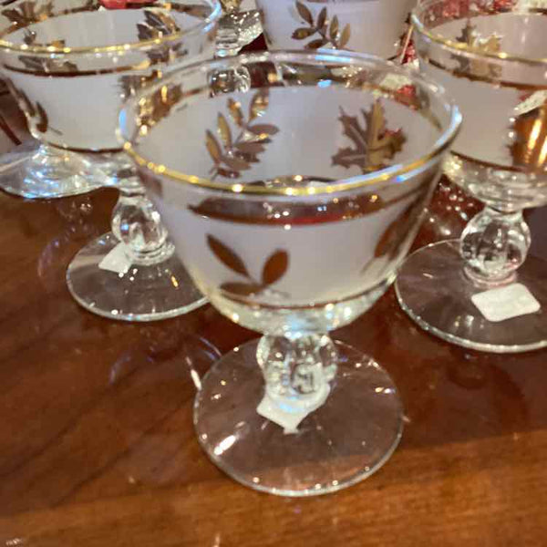 Set of 12 Sherry Glasses with Gold Leaves