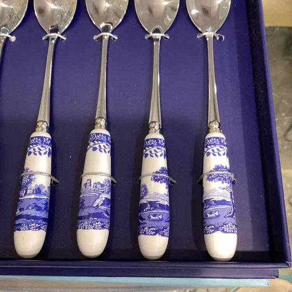 6 Spode Blue Italian Teaspoons