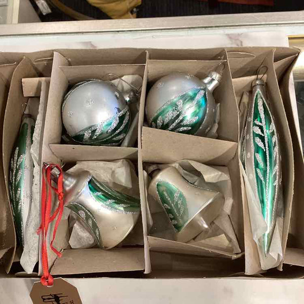 6 Vintage Glass Ornaments