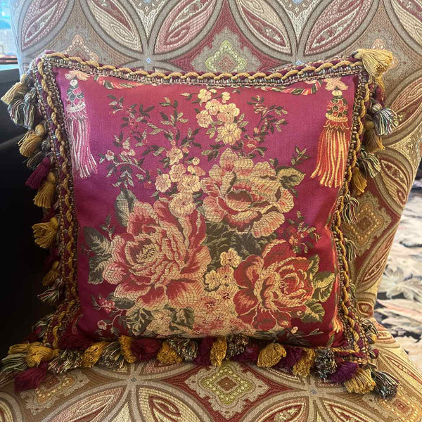 Cranberry Pillow With Tassels
