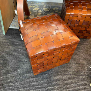 Woven Leather Ottoman