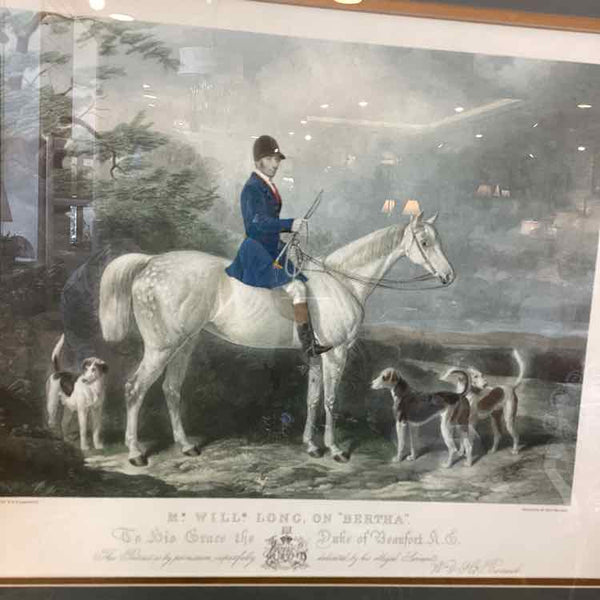 Hunt Scene Engraving "Will Long On Bertha"
