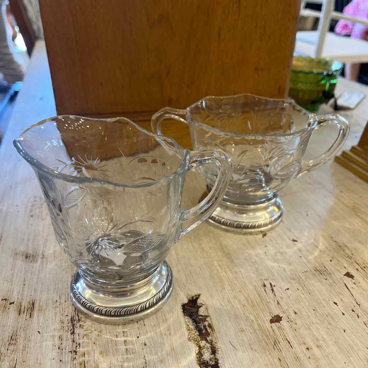 Sterling/Glass Creamer & Sugar