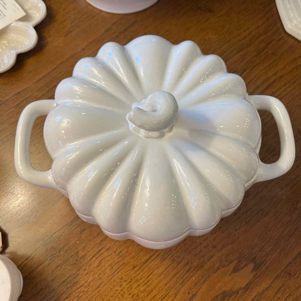 Whtie Pumpkin Pot with Handles