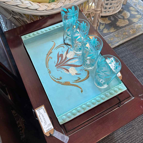 Turquoise Metal Tray