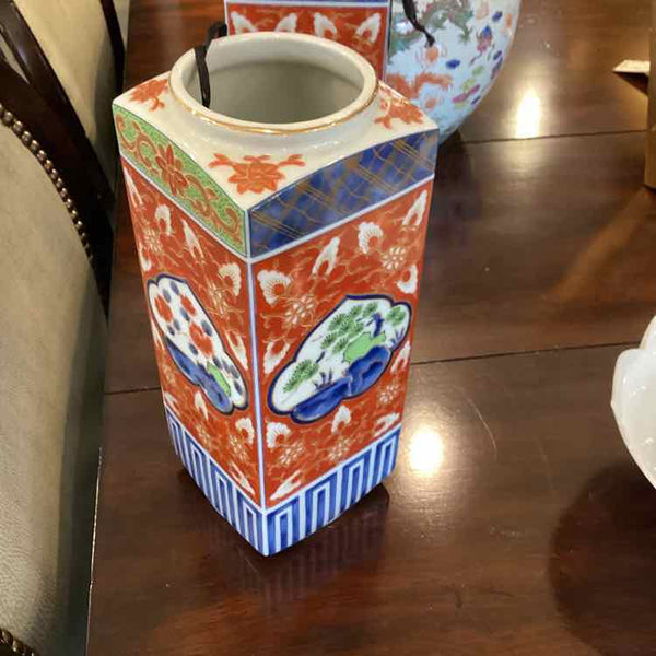 Japanese Imari-Style Square Floral Vase